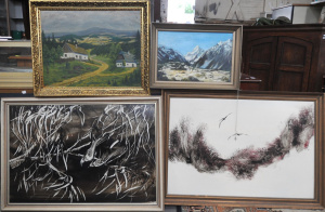 Lot 61 - Group lot - Decorative Traditional & Modernist Oil Paintings incl L