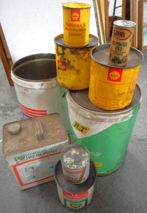 Lot 65 - Group of Vintage Metal Oil & Grease Drums and Cans