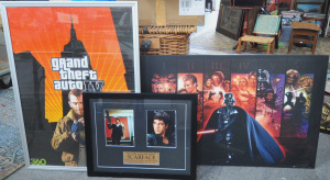 Lot 78 - 3 x Pics & Poster incl Framed Scarface Display, Grand Theft Auto IV