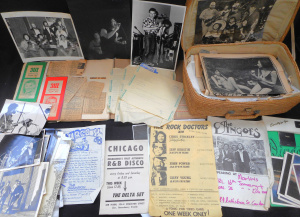 Lot 89 - Box of Vintage Australian Rock Ephemera - Scrap-book, gig posters, clip
