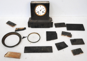 Lot 102 - Vintage Valogne A Paris Slate Mantle clock AF - in pieces, looks to be