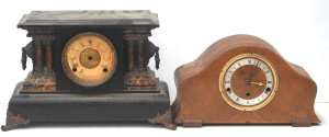 Lot 129 - 2 x AF Vintage Mantle Clocks incl 1930s Timber Cased Clock & Eboni