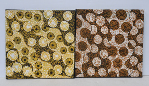Lot 139 - Karen Bird Ngale (1984 - ) pair Stretched Aboriginal Oil Paintings on