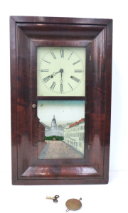 Lot 163 - Late 19th C American Cased Wooden Wall Clock - Jerome & Co New Ha