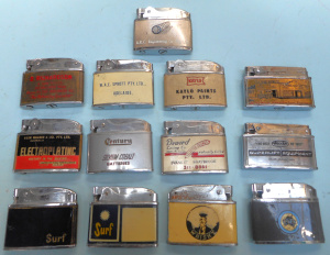 Lot 168 - Group lot Vintage cigarette lighters with Australian Advertising, incl