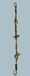 Lot 179 - Vintage Brass ornate hanging chain with Deity figure, Bird & eleph