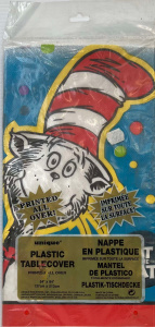 Lot 184 - Vintage packaged Cat in the Hat plastic table cloth 134 x 213 cms