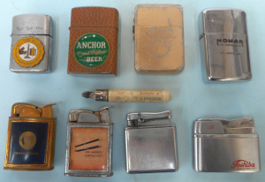 Lot 198 - Group lot Vintage Advertising Cigarette Lighters, incl Toshiba, Westin