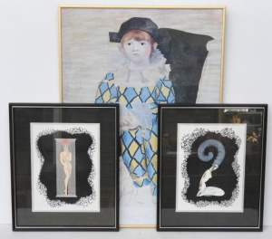 Lot 204 - 2 x Vintage Framed Erte Prints & Framed Picasso Poster