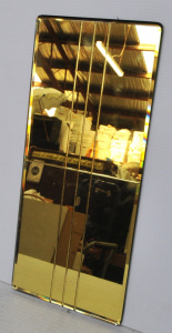 Lot 217 - Vintage Art Deco Bevelled Yellow Rectangle Mirror w three lines to cen