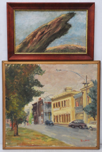 Lot 243 - 2 x Framed Oil Paintings - Eileen Powell 'Destruction' 1998 225x39cm +