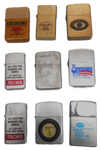 Lot 303 - Group lot Windproof Advertising Cigarette Lighters (Storm King, Park,