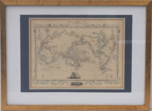 Lot 308 - Vintage c1851 Engraved John Tallis & Co Map - The World on Mercato
