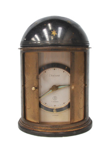 Lot 333 - Vintage Brass Chelsea '8' Dome Clock - cylinder shape, slide back door