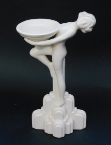 Lot 337 - Vintage Fitz & Floyd ceramic Art Deco Lady candle holder 24cm H