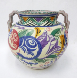 Lot 343 - C1930s Carter Stabler Adams Poole pottery Art Deco vase - Hand painted