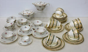 Group lot quality china inc Set of 7 Mintons Aragon pattern trios Green & Gi