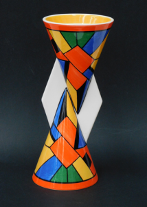 Wedgwood - Clarice Cliff reproduction Yo Yo Vase - Cubist Pattern 23cm H