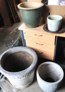 Lot 25 - Lot of Vintage & Modern Concrete & Ceramic Outdoor Pots & S