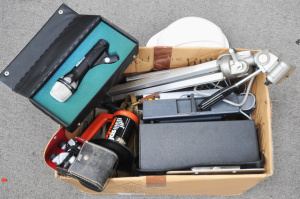 Lot 34 - Box lot of Assorted Electronic Items incl Sennheiser MD 427 ProfiSound