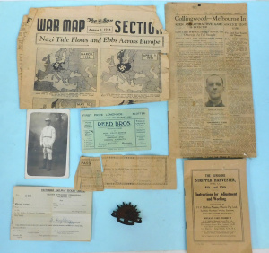 Lot 41 - Group lot Vintage Ephemera - WWI military pass for Camp Gabbari - Alex