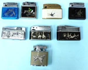 Lot 47 - Group vintage Cigarette Lighters - Animal themed inc German Consul Swal
