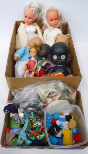 Lot 72 - 2 x boxes - assorted Vintage Dolls, Clothing & Accessories inc, bla