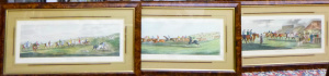 Lot 78 - Set of 3 x Framed Prints of Early English Horse Racing scenes - Trainin