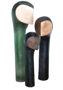 Lot 108 - Artist Unknown - set of 3 x Modernist Glass Sculptures - Owls - all wi