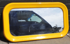 Lot 110 - Vintage Rounded Yellow Retro Plastic Wall Mirror - Approx 90cm W