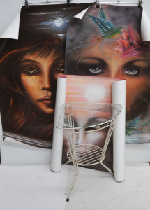 Lot 114 - Glass Topped Corner Table & 3 x Vintage Sci FiFantasy Posters
