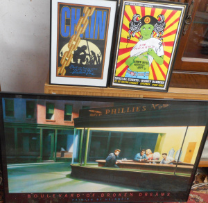 Lot 128 - Group Framed pictures, including signed Tim Rogers at the Rainbow Hote