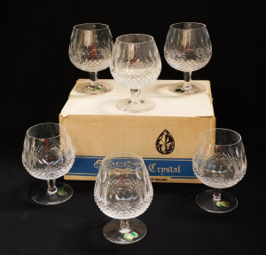 Lot 131 - Boxed set of 6 vintage Waterford Brandy Balloon glasses - Colleen patt