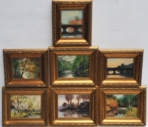 Lot 135 - Rosemary Bedell (Ireland, 20th C) Group of small Gilt framed oil Paint