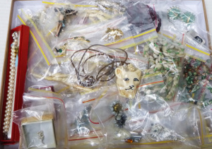 Lot 137 - Box lot of Vintage & Modern Costume Jewellery inc, clip-on earring