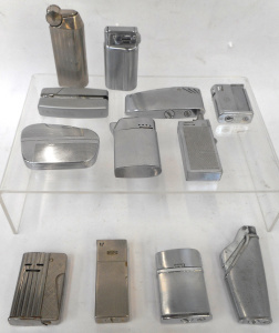 Lot 160 - Large group lot Stylish Silver-toned cigarette lighters, incl Saffa 10