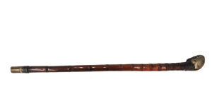 Lot 181 - Vintage Cane Smoking Pipe w Brass Mouthpiece & Chamber - Approx 45