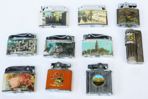 Lot 183 - Group lot vintage Souvenir Cigarette Lighters inc Collins St Melb St P