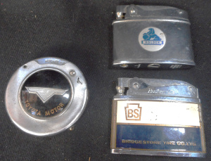Lot 193 - 3 x Motoring-related cigarette Lighters, incl Toyota Rotary, Bridgesto