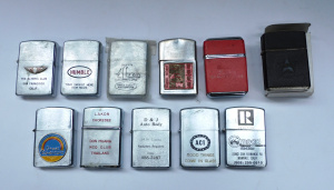 Lot 211 - Group lot of Vintage Windproof Advertising Cigarette Lighters inc Grea