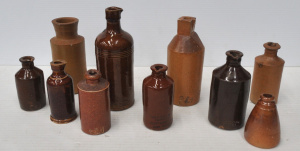Lot 223 - Lot of Vintage Stoneware Ink Bottles incl Stephens Ink, Doulton, Bottl