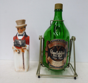 Lot 225 - 3 x Whisky items inc, Vintage Johnny Walker figural bottle, Glenfiddic