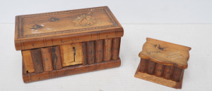 Lot 229 - 2 x vintage Sorrento Ware Olive wood Boxes - larger AF with Secret Dr