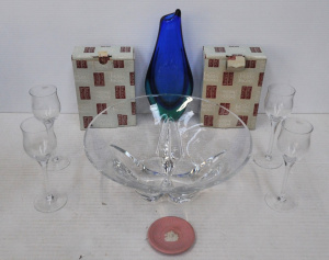 Lot 231 - Group lot of Glass & Other inc Art Glass Sommerso Vase Blue &