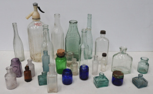 Lot 232 - Box of Vintage Glass Bottles incl Lewis & Whitty Melb & Sydney