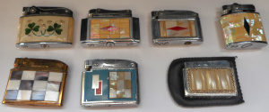 Lot 234 - Group lot Mother-of-pearl inlaid Cigarette Lighters, incl Brother-lite