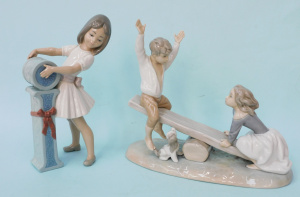 Lot 240 - 2 x Vintage Lladro figures inc School Girl - I Model 5147 retired 198