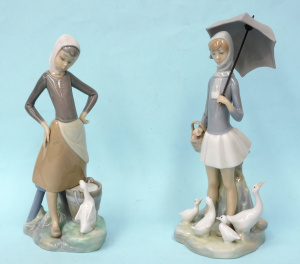 Lot 250 - 2 x Vintage Lladro figures - Girls with Ducks inc Girl with Milk Pail,
