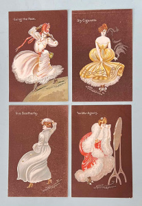 Lot 259 - 4 x early 19th C Mabelle B Edmonds artist Cards - Sly Cigarette, Two W