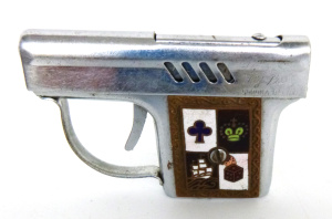 Lot 262 - Vintage Novelty Gun Shaped Cigarette Lighter with enamel decoration